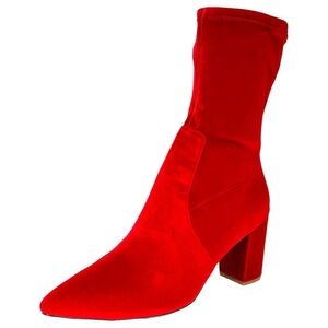 SMASH Shoes Rocco Red Velvet Low Calf Womens Sock Booties Size 12M